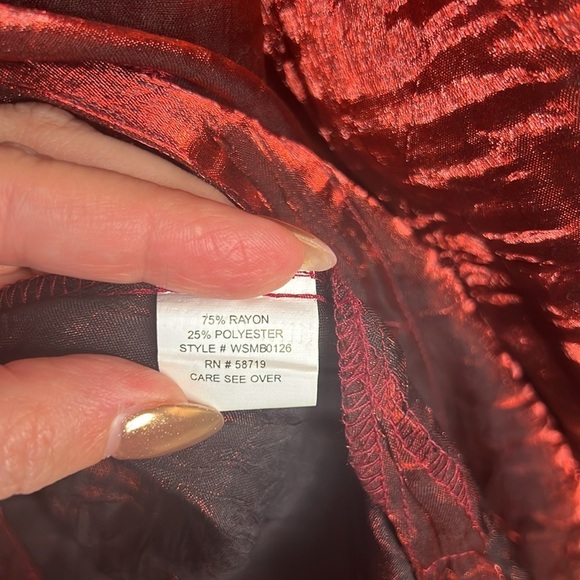 Artsy Whimsigoth Metallic Red Button Down Tunic Blouse | Women's 2X - Picture 6 of 11